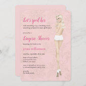 パンティのランジェリーシャワーを浴びたピンクの花嫁 招待状 (正面/裏面)