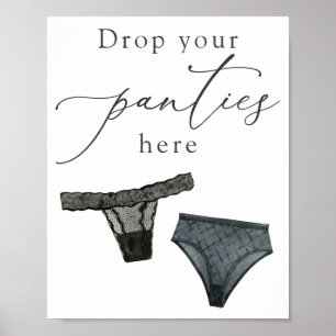 パンティをここに落として 黒のランジェリーシャワーサイン ポスター
