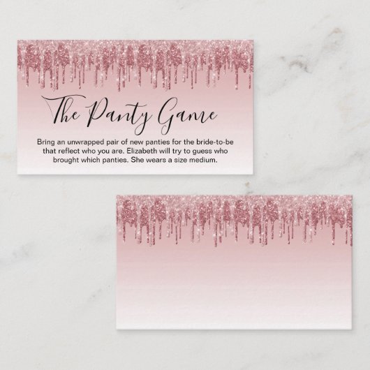 パンティゲームピンクローズ金ゴールドグリッターバチェロレッテ エンクロージャーカード (正面/裏面)