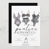 パンティーとプロセッコランジェリーブライダルシャワー 招待状 (正面/裏面)