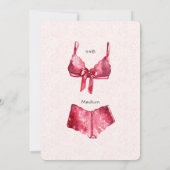 パンティーのレースのウェディングシャワーの花嫁 招待状 (裏面)