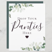 パンティーをここにドロップブライダルシャワー標識 (正面/裏面)