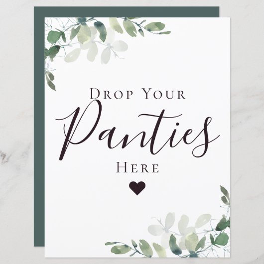 パンティーをここにドロップブライダルシャワー標識 (正面/裏面)