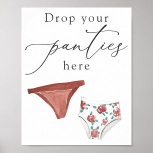 パンティーをここにドロップLingerie Shower Sign ポスター