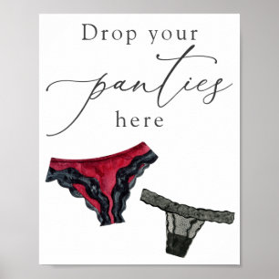 パンティーをここにドロップLingerie Shower Sign ポスター
