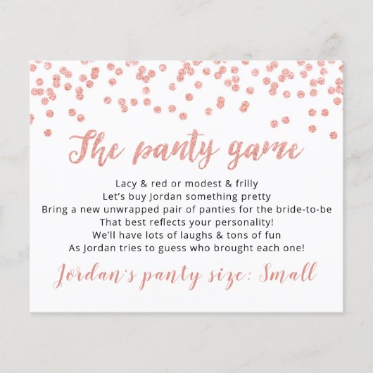 パンティーテンプレートカードブライダルゲーム (正面)