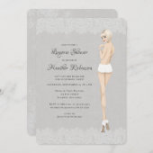 パンティーランジェリーシャワーレースのようの花嫁 招待状 (正面/裏面)