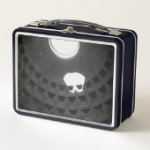 パンテオンライトスカルローマイタリアブラックアンドホワイト メタルランチボックス (正面)