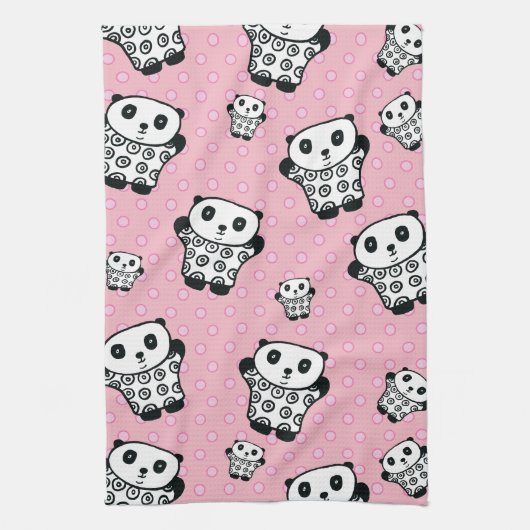 パンディザパンダ水玉模様 キッチンタオル (縦)
