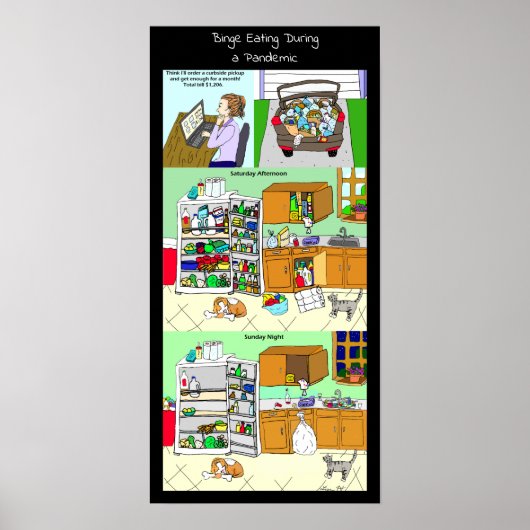 パンデミおもしろいングの間に食べ物を飲み込む ポスター (正面)