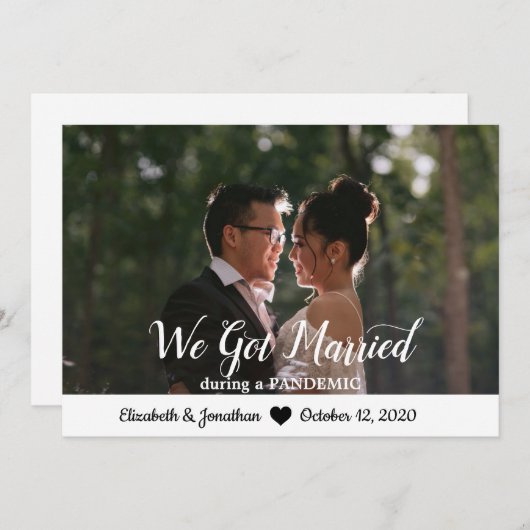 パンデミエレガントック中のシ結婚したックな写真台本 案内状 (正面/裏面)