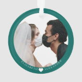 パンデミッエレガントク写真結婚したのパイングリーン オーナメント (裏面)