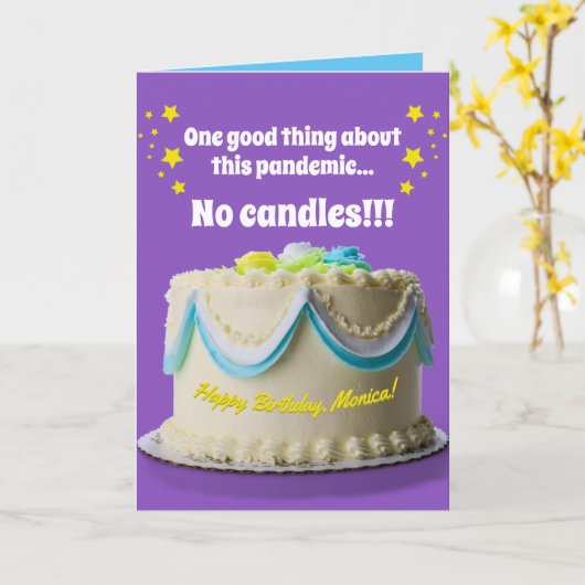 パンデミックの一つのいいこと – ケーキにロウソクは無い! カード (黄色い花)