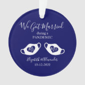 パンデミックエレガント結婚した写真の間のネービーブルー オーナメント (正面)