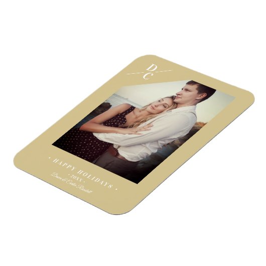 パンデミックモダン金ゴールドハッピーホリデーカスタム写真 マグネット (左側)
