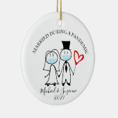 パンデミック中の結婚 Covid 花嫁 花婿 セラミックオーナメント (右)