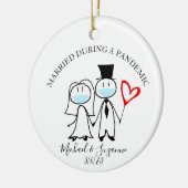 パンデミック中の結婚 Covid 花嫁 花婿 セラミックオーナメント (左)