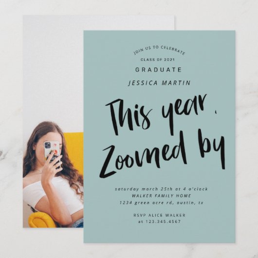パンデミック卒業写真パーティー招待状 招待状 (正面/裏面)