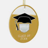 パンデミック大学院卒業キャップと顔マスクCE セラミックオーナメント (右)