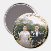 パンデミック結婚した記念撮影シック金ゴールド マグネット (正面/裏面)