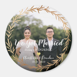 パンデミック結婚した記念撮影シック金ゴールド マグネット