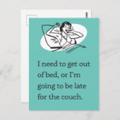 パンデミック葉書：ベッドから出る/ソファに遅れる ポストカード (正面/裏面)