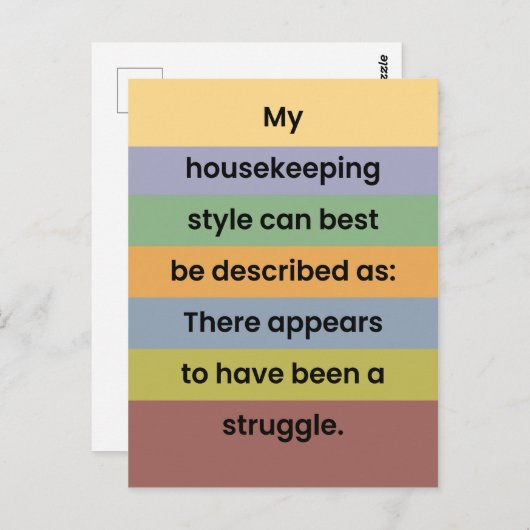 パンデミック ポストカード:ハウスキーピングスタイルのジョーク ポストカード (正面/裏面)