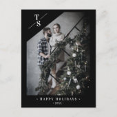 パンデミモダンックブラックハッピーホリデーカスタム写真 案内ポストカード (正面)