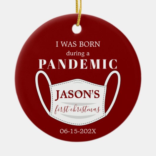 パンデミ生まれックベビー第1回クリスマ無地のス セラミックオーナメント (正面)