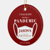 パンデミ生まれックベビー第1回クリスマ無地のス セラミックオーナメント (左)