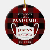 パンデミ生まれック初めてのクリスマスのベビー写真 セラミックオーナメント (正面)