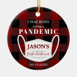 パンデミ生まれック初めてのクリスマスのベビー写真 セラミックオーナメント