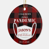 パンデミ生まれック初めてのクリスマスのベビー写真 セラミックオーナメント (左)