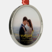 パンデミ結婚したック写真の金箔スクリプト中 メタルオーナメント (右)