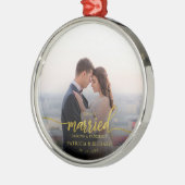 パンデミ結婚したック写真の金箔スクリプト中 メタルオーナメント (左)