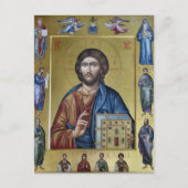 パントクリエーターと聖人正教会のキリスト教徒のアイコン ポストカード (正面)