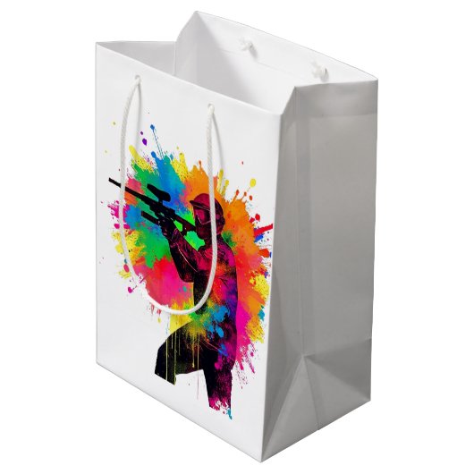 パントボールゲーマーカラフルデザイン ミディアムペーパーバッグ (裏面アングル)