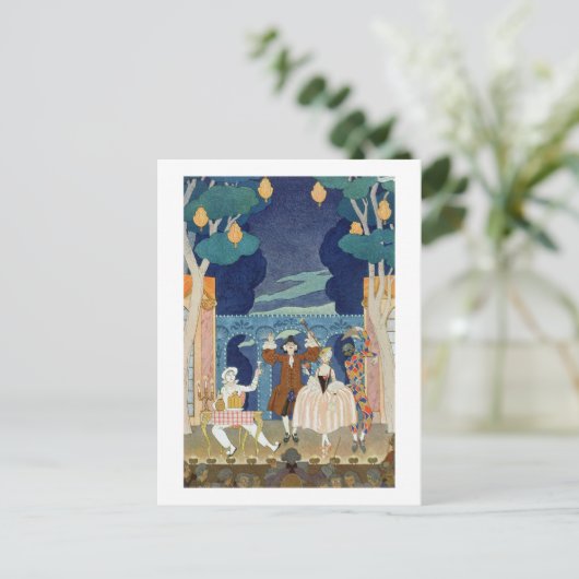 パントマイムステージ、「フェテス・ガランテス」イラストレーション ポストカード (スタンド正面)