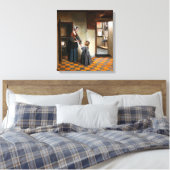 パントリーに子どもを持つ女性をピーター・デ・ホーク キャンバスプリント (インサイチュ (寝室))