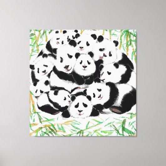 パンドラ(PANDAS)ファミリーキャンバスの絵画印刷 –  キャンバスプリント (正面)