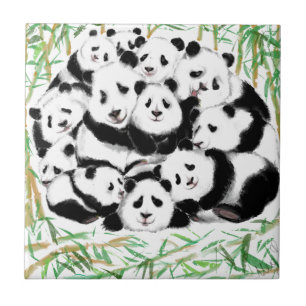 パンドラ(PANDAS) – 大きなハグ – 可愛おもしろい- – 水彩アート タイル