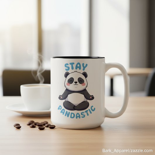パンドラ(PANDASTIC)のTシャツを着て、パダおもしろいメディ ツートーンマグカップ