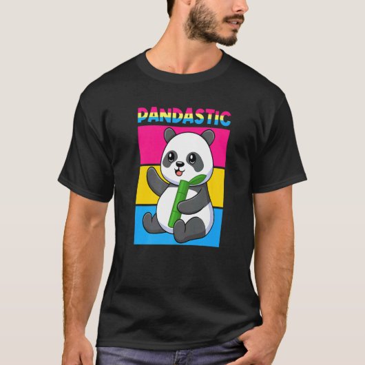パンドラ(PANDASTIC)パンダ熊LGBTQプライド国旗プンパンセック Tシャツ (正面)