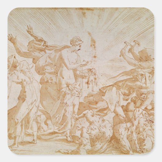 パンドラ(PANDORA)が箱を開ける スクエアシール (正面)