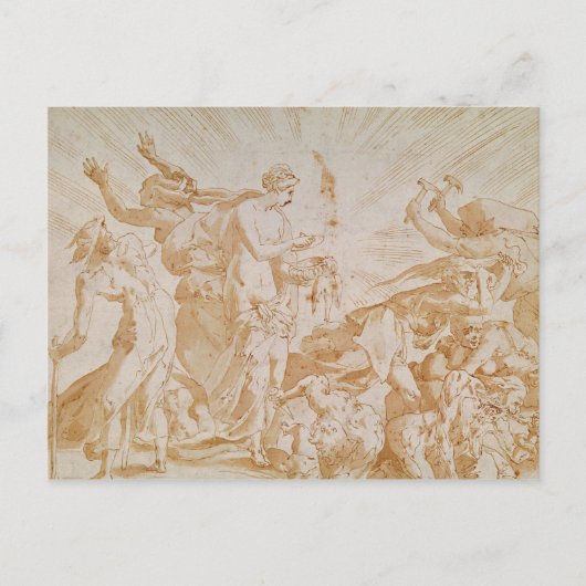 パンドラ(PANDORA)が箱を開ける ポストカード (正面)