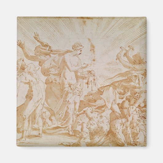 パンドラ(PANDORA)が箱を開ける マグネット (正面)