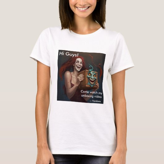 パンドラ(PANDORA)ボックスとおもしろいと笑 Tシャツ (正面)