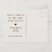 パンハンドルブラウンリネンとハートテキサス州ムービング 案内ポストカード (裏面)