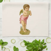 パンパイプとヴィンテージクリスマス、ミュージシャンエンジェル キッチンタオル (折り畳み)