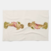 パンパイプとヴィンテージクリスマス、ミュージシャンエンジェル キッチンタオル (横)